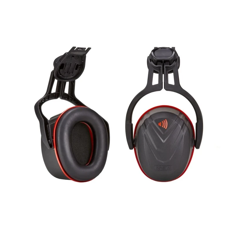 MSA Safety V-Gard Helmet-Mounted Ear Shells with 36 dB Noise Attenuation, Black and Red Cups 10190358