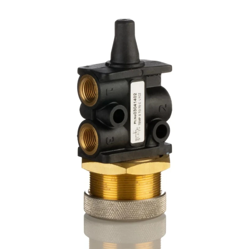 Norgren Button Mechanical Valve 304 Series, G 1/8 Port, 3/2 Function, Polyamide Body, Black Button, Model 03041402
