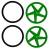 Kitronik BBC Micro:bit Add-on Pair of 5 Spoke Injection Molded Green ABS Wheels with Rubber O-Ring Tyres 2593-D