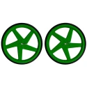 Kitronik BBC Micro:bit Add-on Pair of 5 Spoke Injection Molded Green ABS Wheels with Rubber O-Ring Tyres 2593-D