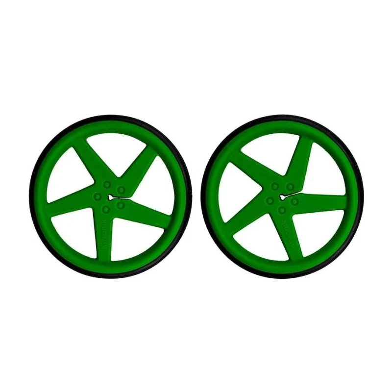 Kitronik BBC Micro:bit Add-on Pair of 5 Spoke Injection Molded Green ABS Wheels with Rubber O-Ring Tyres 2593-D