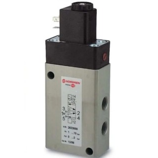 Norgren Pneumatic Solenoid Valve 3/2 5/2 Way Indirect Solenoid Actuated Aluminium Body 24V 2623077305002400