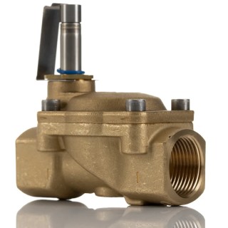Buschjost Brass Body 2-Port Normally Closed Solenoid Valve 230V, 24V, 3/4 in Threaded Connection 8240300.9100.00000