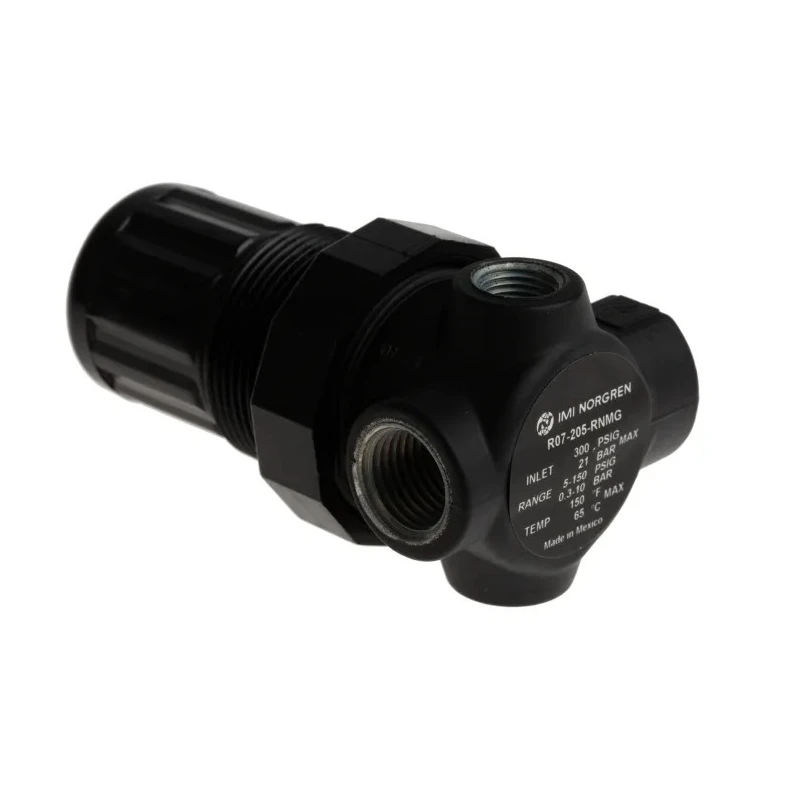 Norgren Pneumatic Regulator G 1/4, Brass Body, 0.3 to 10 bar, Max Operating Temp 65°C R07-205-RNMG