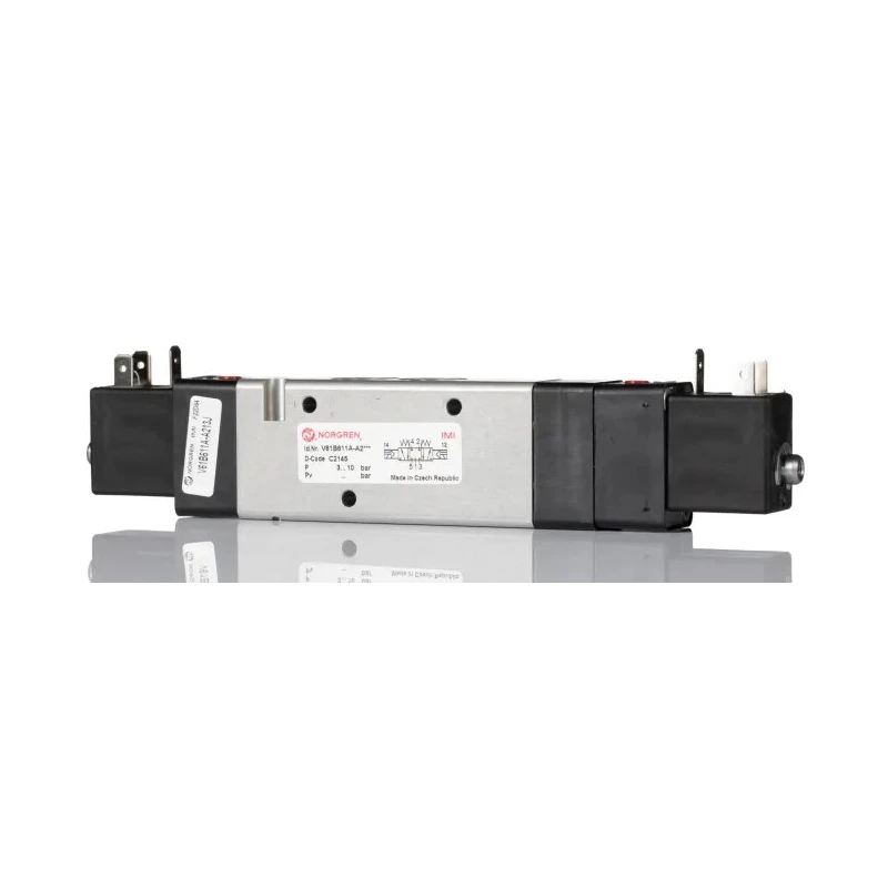 Norgren Pneumatic Solenoid Valve 5/3 Valve Function 1/8 to 1/2 in Port Size Die Cast Aluminium Body 24V 2W V61B611A-A213J
