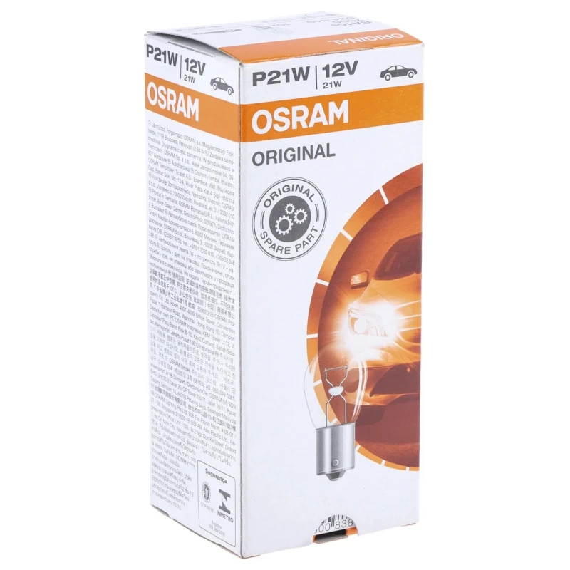 Osram Automotive Incandescent Lamp Clear 12V 21W BA15S 26.5mm Diameter 52.5mm Length BA15S
