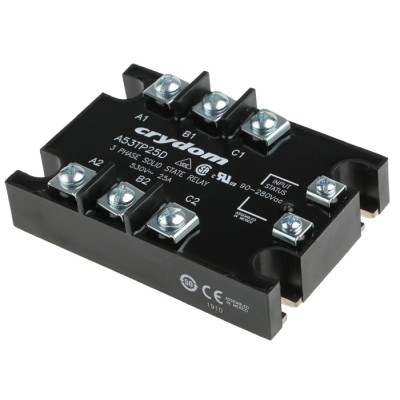 Crydom 53TP Series Solid State Relay, Panel Mount, 25 A Load Current, 530 Vrms Load Voltage, 280 Vrms Control A53TP25D