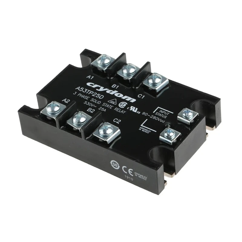 Crydom 53TP Series Solid State Relay, Panel Mount, 25 A Load Current, 530 Vrms Load Voltage, 280 Vrms Control A53TP25D