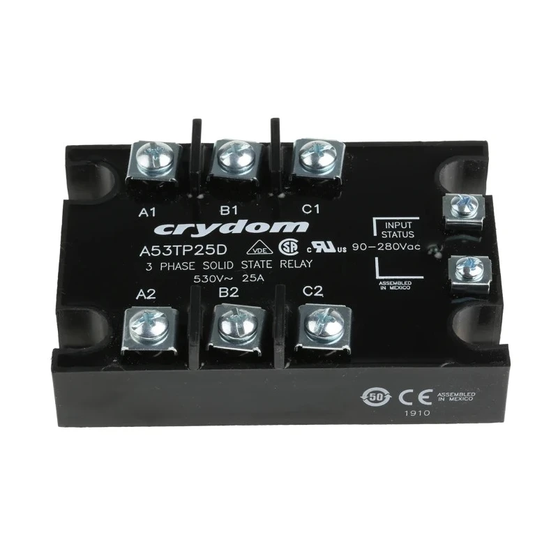 Crydom 53TP Series Solid State Relay, Panel Mount, 25 A Load Current, 530 Vrms Load Voltage, 280 Vrms Control A53TP25D