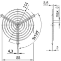 ebm-papst Steel Wire Finger Guard for 97 mm Fans 114 mm Hole Spacing Black 3.5 mm Depth 09485-2-4039