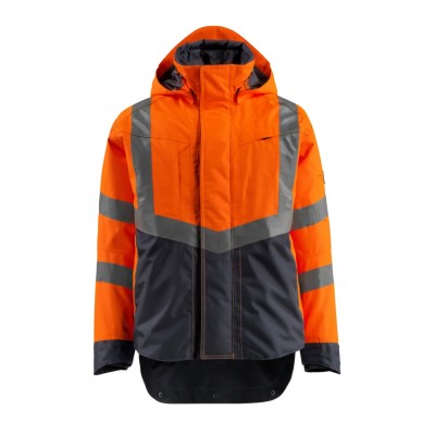 Mascot Workwear Unisex Hi Vis Jacket HARLOW Navy Orange Waterproof Polyester Size L 15501-231-14010 L