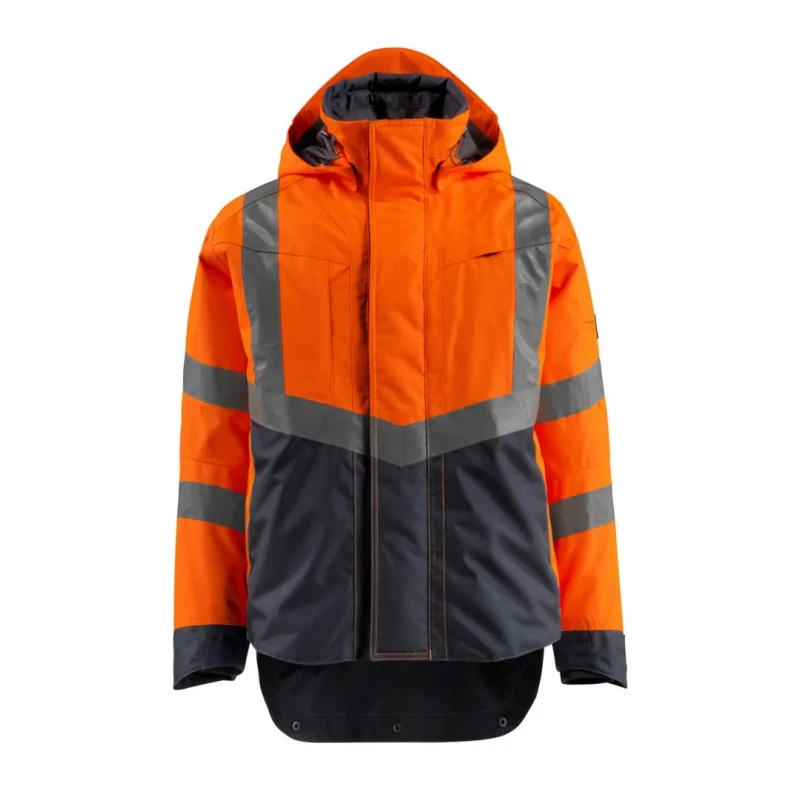 Mascot Workwear HARLOW Navy Orange Unisex Hi Vis Jacket Size 2XL Polyester Storm Flap Zipper 15501-231-14010 2XL