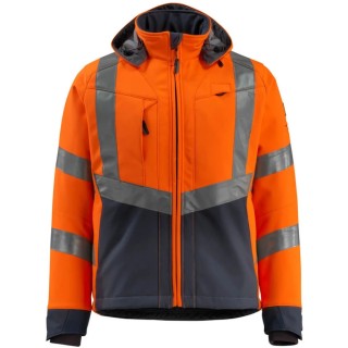 Mascot Workwear BLACKPOOL Hi Vis Softshell Jacket Navy Orange Men's Size XL 15502-246-14010 XL