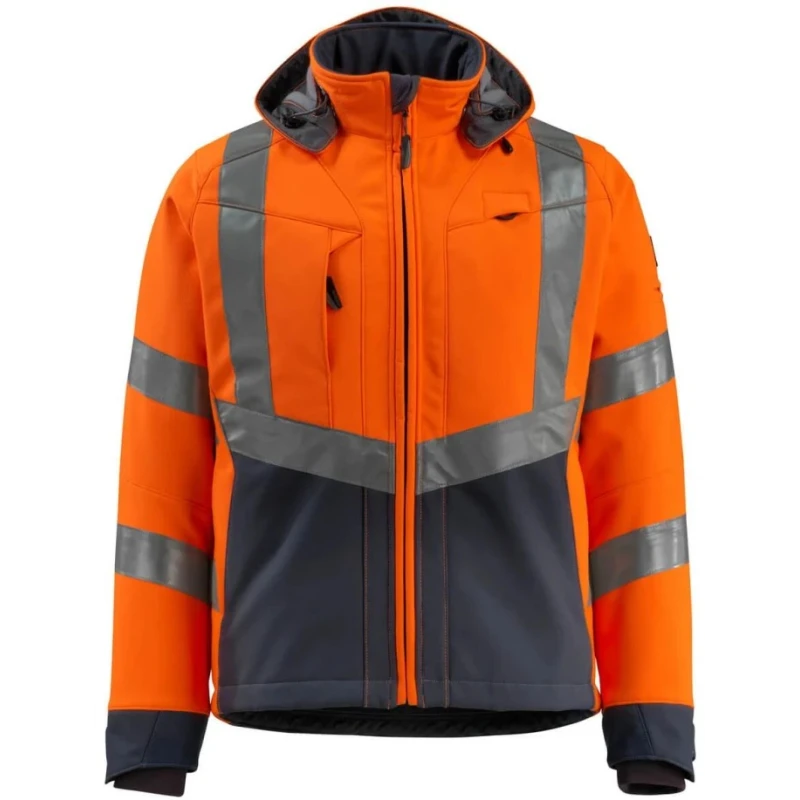 Mascot Workwear BLACKPOOL Hi Vis Softshell Jacket Navy Orange Men's Size XL 15502-246-14010 XL
