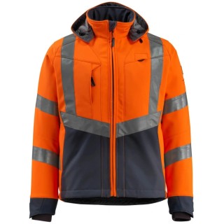 Mascot Workwear Navy, Orange Men's Hi Vis Softshell Jacket BLACKPOOL 15502-246-14010 XXL