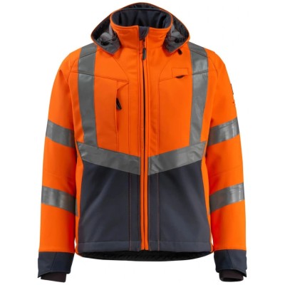Mascot Workwear Navy, Orange Men's Hi Vis Softshell Jacket BLACKPOOL 15502-246-14010 XXL