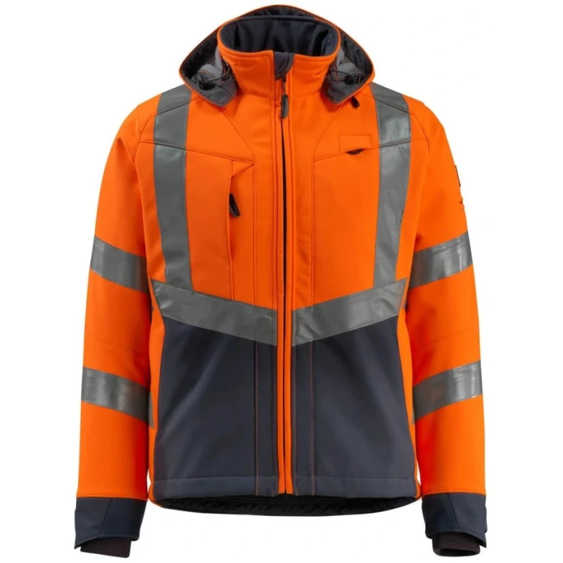 Mascot Workwear Navy, Orange Men's Hi Vis Softshell Jacket BLACKPOOL 15502-246-14010 XXL