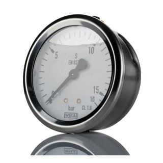 WIKA 63 mm G 1/4 Threaded Pressure Gauge, 10 bar, Stainless Steel Case, Model 9022210