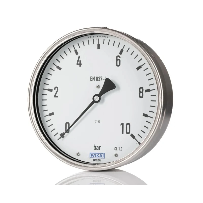 WIKA 63 mm Aluminium Case Threaded Pressure Gauge G 1/4, 0 bar, Black Dial, Model 9457992