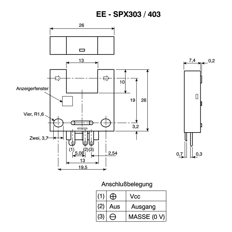 Omron Through Beam Photoelectric Sensor Fork Style 13 mm Detection Range NPN Output IP50 EE-SPX303N