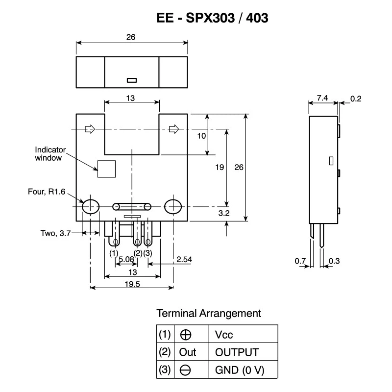 Omron Through Beam Photoelectric Sensor Fork Style 13 mm Detection Range NPN Output IP50 EE-SPX303N