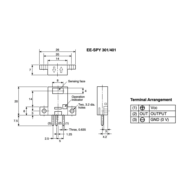 Omron Retroreflective Photoelectric Sensor Block Style 5 mm Detection Range NPN Output 24V DC IP50 EE-SPY401