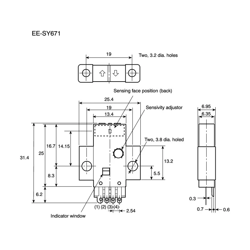 Omron Retroreflective Photoelectric Sensor Block Sensor 1 mm to 5 mm Detection Range NPN Output IP50 EE-SY671