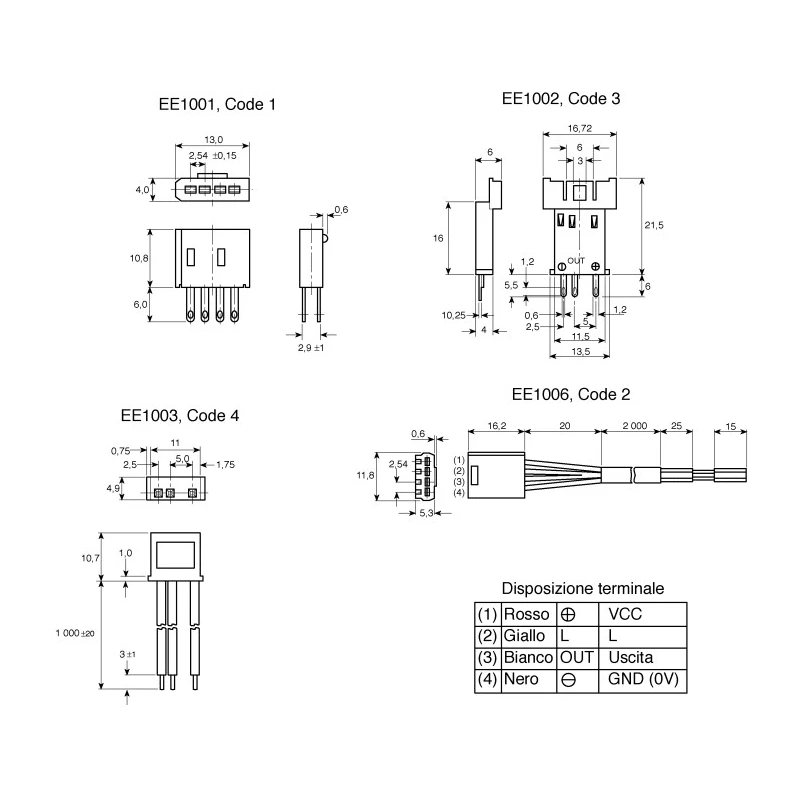 Omron Connector for Use with EE-SX47, EE-PSX303N, EE-PSX403N, EE-SPW311, EE-SPW411, EE-SPY31, EE-SPY41, EE-SX67A, EE-1001