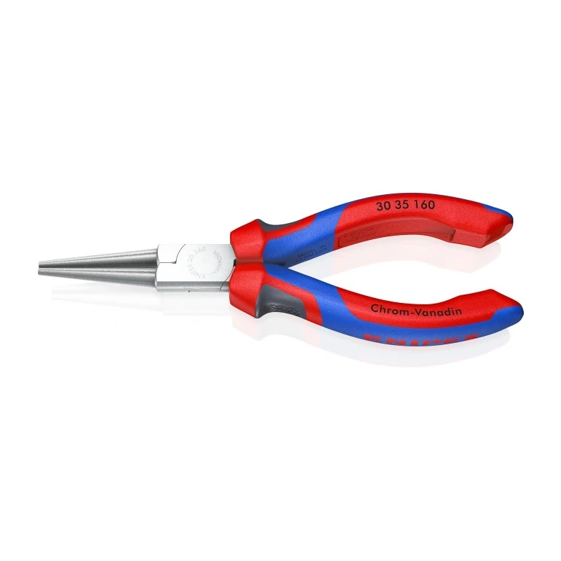 Knipex 1-Piece Long Nose Plier Round, 160mm Overall Length, 41mm Jaw Length, Comfort Grip Handle 30 35 160
