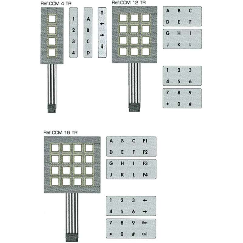 APEM IP65 4 Key Keypad, Membrane Operation, Common Point Output, 