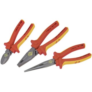 CK Professional 3-Piece Plier Set including Cutters, Combination Pliers, Long Nose Pliers T3805