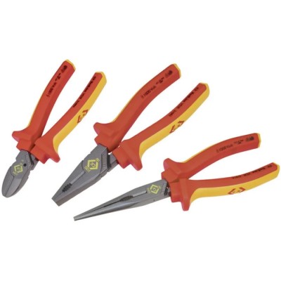 CK Professional 3-Piece Plier Set including Cutters, Combination Pliers, Long Nose Pliers T3805