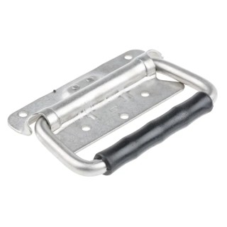 RS PRO Stainless Steel Fold-Down Heavy Duty Carrying Handle with Leaf Spring, Moulded Comfort Grip, 70kg Load 750-244