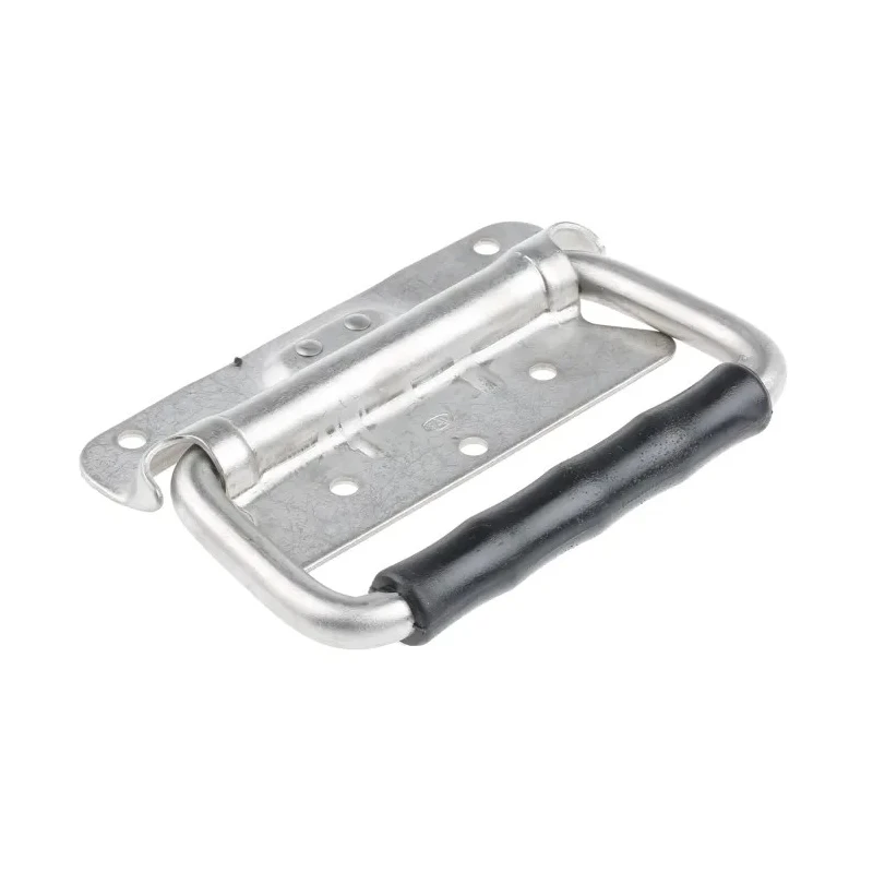 RS PRO Stainless Steel Fold-Down Heavy Duty Carrying Handle with Leaf Spring, Moulded Comfort Grip, 70kg Load 750-244