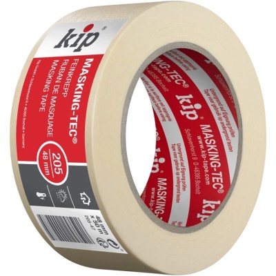 KIP Beige 205 Masking Tape 48mm Width x 50m Length, Paper Backing, Natural Rubber Adhesive 205-47 221610