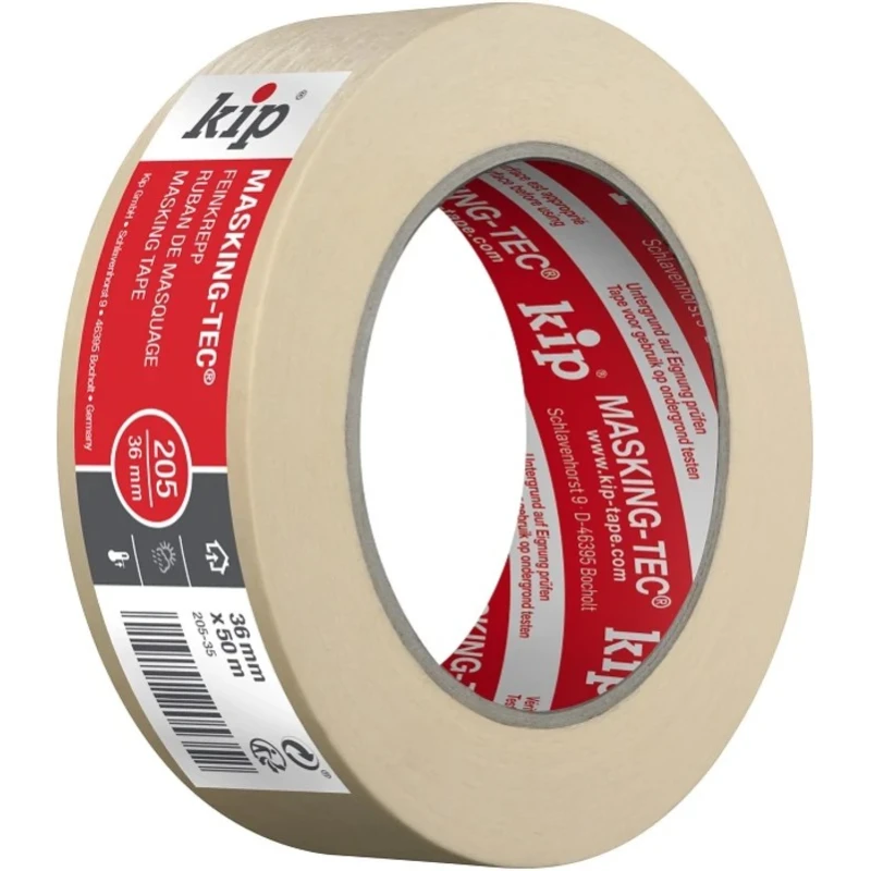 KIP Beige Paper Backed Masking Tape 36mm x 50m Natural Rubber Adhesive 0.13mm Thickness 205-35 221609