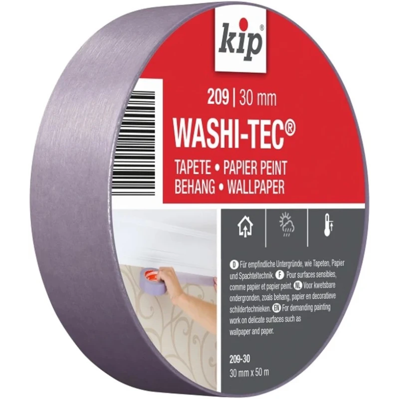 KIP Silver WASHI TEC LOW Masking Tape 30mm Width x 50m Length Acrylic Adhesive 0.08mm Thickness 209-30 222546