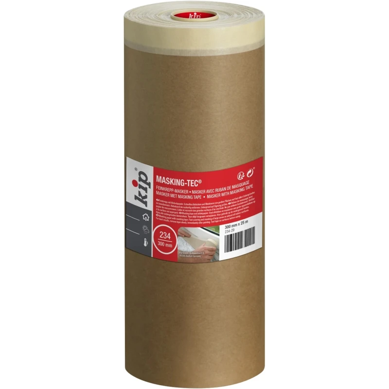 KIP Beige Masking Tape 300mm x 25m Natural Rubber Adhesive Paper Backing 0.16mm Thickness Model 234-29 221642