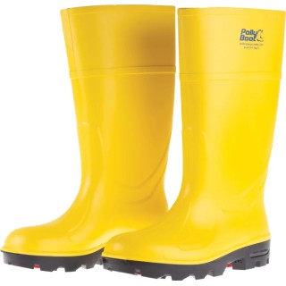 Pollyboot Yellow Steel Toe Capped Unisex Safety Boots Size UK 6 EU 39, Slip Resistant, Penetration Resistant, Oil PO-39