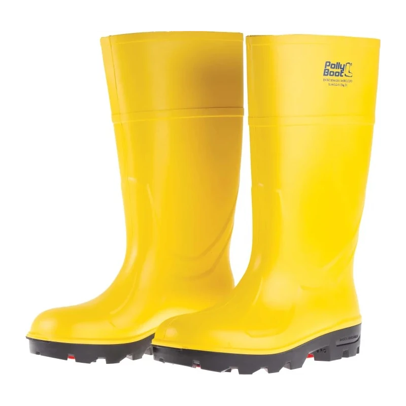 Pollyboot Yellow Steel Toe Capped Unisex Safety Boots Size UK 6 EU 39, Slip Resistant, Penetration Resistant, Oil PO-39
