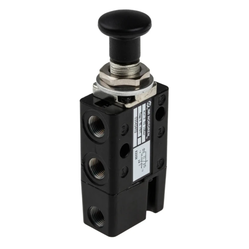 Norgren Mechanical Knob Control Valve 304 Series G G 1/8 Thread, 3/2 Function, Zinc Body, Black Control Button 03042402