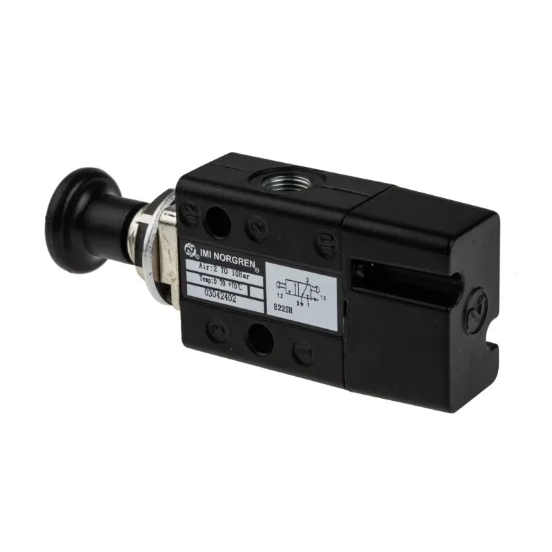 Norgren Mechanical Knob Control Valve 304 Series G G 1/8 Thread, 3/2 Function, Zinc Body, Black Control Button 03042402