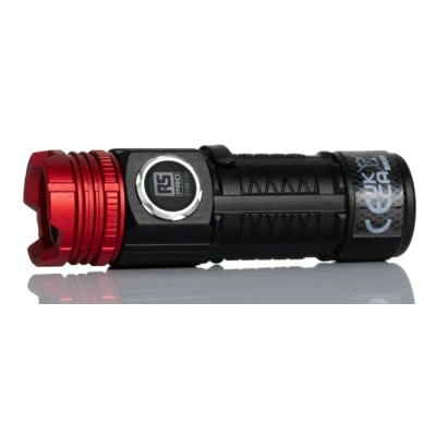 RS PRO Rechargeable Aluminium LED Torch Black Red 600 lm USB Rechargeable 74 mm 219-8130