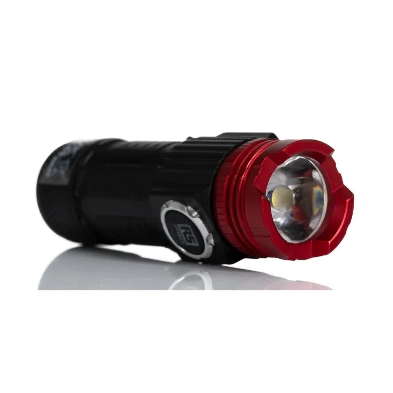 RS PRO Rechargeable Aluminium LED Torch Black Red 600 lm USB Rechargeable 74 mm 219-8130
