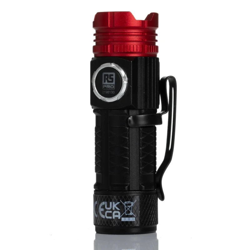 RS PRO Rechargeable Aluminium LED Torch Black Red 600 lm USB Rechargeable 74 mm 219-8130