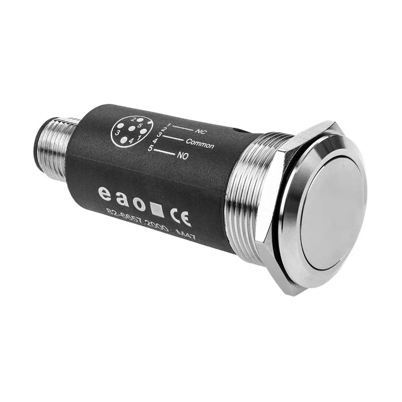 EAO 82 Series Latching Panel Push Button Switch SPDT 22 mm Cutout Blue Green Red White LED IP65 IP67 35 V dc 82-6657.2000