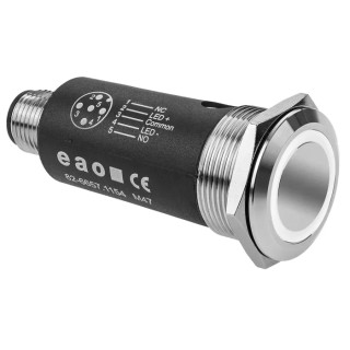 EAO Illuminated Push Button, Latching, Panel Mount, 22 mm Cutout, SPDT, White LED, IP65/IP67, 35 V dc, Model 82-6657.2154