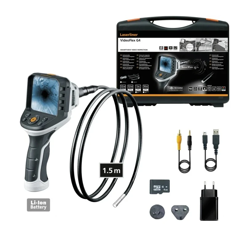 Laserliner 6 mm Probe Inspection Camera Kit, 1.5 m Probe Length, 640 x 480 Pixel Resolution, LED Illumination 092.941A