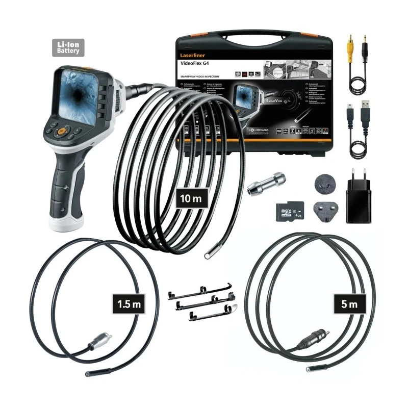 Laserliner 9 mm Probe Flexible Inspection Camera Kit, 640 x 480 Pixel Resolution, LED Illumination, IP68 095.311C