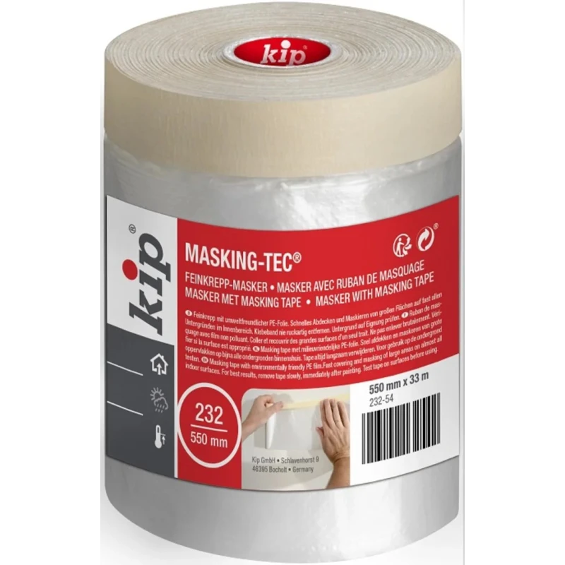 KIP Beige Film Drop Cloths Masking Tape 550mm x 33m 0.14mm Thickness 232-54 223509